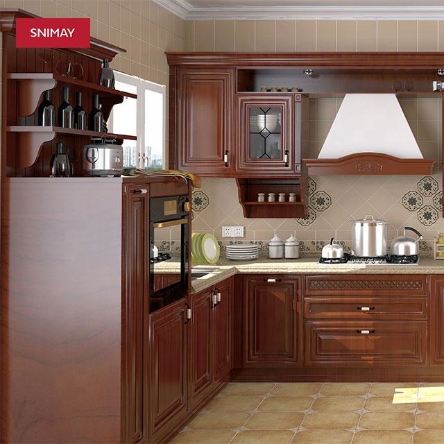 Luxury European Villa Style Solid Wood Kitchen Cabinets
