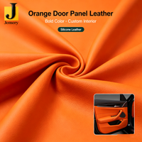 Jemery - Garniture de porte automobile en silicone et cuir PU, métallique, extensible, imperméable, avec support adhésif, résistante aux rayures, OEM