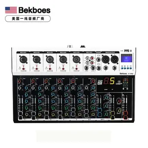 Bekboes F7-PRO Mixer Audio 7 saluran, Mixer konsol Audio profesional dengan USB, pemutar MP3, konsol Mixing DSP DJ, Mixer konsol Audio