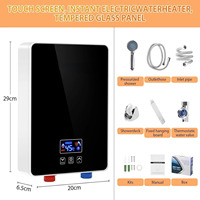 Chauffe-eau électrique sans réservoir 5500W, ensemble de douche instantanée portable avec écran tactile LED, réglable pour extérieur, camping-car, hôtel