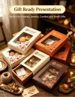 Boîte cadeau rétro à fermeture magnétique, recyclable et biodégradable, avec fenêtre visuelle, logo/couleur/taille personnalisables pour pâtisserie/bijoux