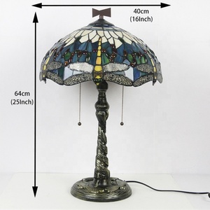 Lámpara de Mesa Tiffany LongHuiJing de 16 Pulgadas con Pantalla de Vidrio Teñido y Base de Libélula en Mosaico para una Iluminación Elegante del Escritorio, Lámpara de Mesa para el Hogar - Product Image 2