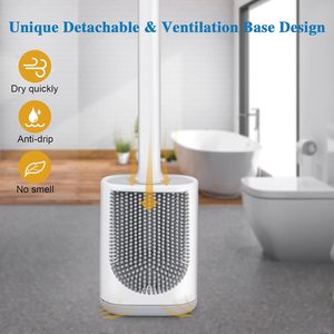 Brosse de toilette murale en silicone écologique à poils souples, nettoyage à 360° sans angle mort, fixation sans perçage - Product Image 3