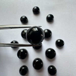 Élégant cabochon rond en onyx noir 100 % naturel TFH, qualité AAA, poli à la main, de 4 mm à 20 mm, pour la création de bijoux - Product Image 1