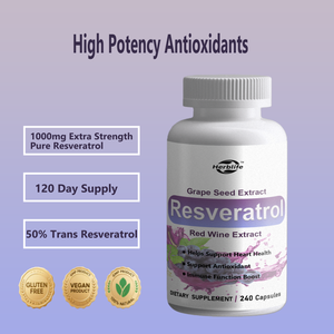 Capsules de Trans-Resvératrol de haute pureté de marques de distributeur d'OEM Supplément antioxydant naturel pour la santé de coeur Capsules végétariennes - Product Image 4