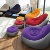 Canapé-lit gonflable moderne pour le camping - Portable, pliable, imperméable, pour une personne, avec pompe à pied et matériau floqué en PVC