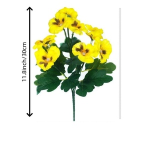 Fiori Artificiali in Seta Secca: Pansé e Margherite, 5 Rami, 10 Teste, Semi-manuali, Semi-meccanici, Prodotti in Fabbrica - Product Image 3
