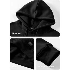 2025 hommes décontracté coton sweat à capuche à manches longues cordon polaire gaufré pull avec poches anti-rides taille XXS - Product Image 3