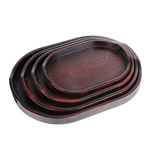 Bandeja de Servir Ovalada Estilo Chino Japonés, Imitación Madera, Plástico, Plato para Comida, Té, Café, Uso Doméstico - Product Image 2