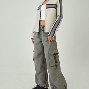 High Quality Women's Cargo <b>Trousers</b> <b>Elastic</b> Waist Closure Outdoor Casual <b>Work</b> Multi-Pockets Carpenter Parachute Pants for Spring - Product Image 2