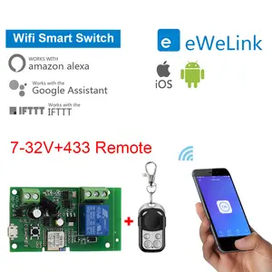 EweLink Smart Home Wifi 1CH Switch Module 7-32v relay 433M RF inching/selflock Receiver 10A