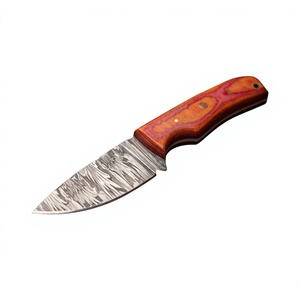 Cuchillo de acampada de hoja fija con punta de caída de acero de Damasco y mango de madera de 20 cm, cuchillo de supervivencia para exteriores DIY - Product Image 4