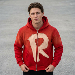 Sudadera con capucha negra más vendida con cremallera, diseño de patchwork con recortes de corazón, estilo urbano, corte regular, bordada, color liso - Product Image 5