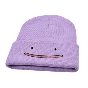 <span class=keywords><strong>Gorro</strong></span> de lana de punto jacquard con diseño de dibujos animados de anime Ditto, bordado, estilo hip-hop, elástico para cabeza de 56-58 cm, <span class=keywords><strong>gorro</strong></span> para el frío, venta al por mayor - Product Image 1