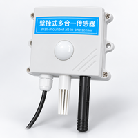 Sensor CO2, Suhu, Kelembapan, dan Pencahayaan 4 in 1 untuk Rumah Kaca, Terpasang di Dinding, RS485 Modbus