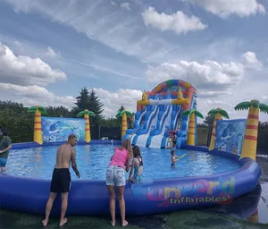 Atacado inflável família parque aquático gigante deslizante água com piscina