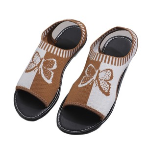 Sandales plates à plateforme antidérapantes pour l'extérieur, grande maille tricotée brodée, style bouche de poisson, nouvelles chaussures pour femmes - Product Image 6