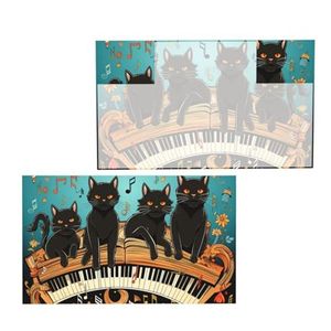 OEM ODM Cuatro gatos negros acostados sobre <span class=keywords><strong>el</strong></span> teclado del <span class=keywords><strong>piano</strong></span> Capa con diseño de bandera y mangas para adultos, Capa de bandera portátil, Bandera corporal ligera - Product Image 2