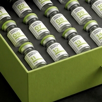 Boîte rigide noire personnalisée pour flacons de peptides, impression offset et sérigraphie sur éponge