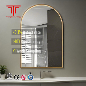 Tete tùy chỉnh số lượng lớn phòng tắm gương nhà máy tùy chỉnh thiết kế vòm hợp kim nhôm vàng đóng khung Vanity gương tắm gương cho khách sạn - Product Image 1