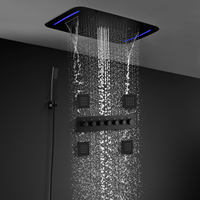 Ensemble de douche thermostatique intelligent à LED 6 fonctions pour salle de bain moderne, avec jets de massage cascade et douchette à main, système SPA