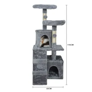 2021 New Design Plush Safety Cat Scratching Poles Towers Trees House Furniture Cat Tree