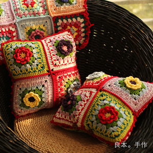 Cojín de ganchillo hecho a mano para sofá, almohada cuadrada de lana nórdica, gancho de flor, granny - Product Image 5