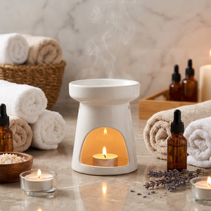 เตาเผาเครื่องหอมเซรามิกแบบมินิมอล สีดำด้านขาว สำหรับน้ำมันหอมระเหย เครื่องกระจายกลิ่นหอมสำหรับบ้านหรูหรา เหมาะสำหรับการทำสมาธิ ตกแต่งสไตล์เซน - Product Image 2