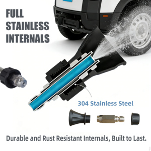 Hidrolavadora Eléctrica de Alta Presión de 200 bar, Acero Inoxidable 303, Nueva, 220v, Boquilla de Limpieza con Lanza Angulada, Agua Fría - Product Image 5