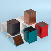 Boîte à thé carrée écologique en métal multicolore avec couvercle en bambou, personnalisable avec logo, qualité alimentaire, recyclable, pour le stockage du chocolat et du thé, vente en gros