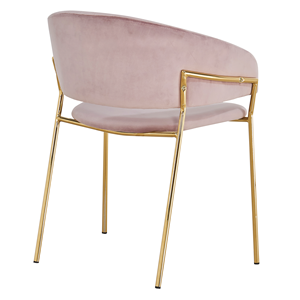 Meubles de salle à manger pour la maison <span class=keywords><strong>Chaise</strong></span> de salle à manger en <span class=keywords><strong>velours</strong></span> <span class=keywords><strong>rose</strong></span> moderne fauteuil avec cadre en métal dossier rond pour restaurant - Product Image 3
