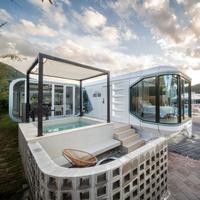 Capsule spatiale de 5,8 m, 8,5 m, 11,5 m, maison modulaire mobile écologique d'extérieur, maison capsule préfabriquée de luxe