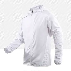 OEM-chaquetas delgadas de verano para hombre, venta al por mayor, cortavientos con capucha para correr