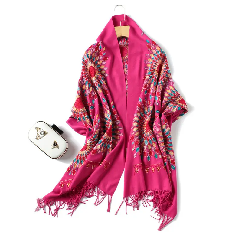 2022 Women Fashion Ethnic Scarves Other Jacquard Shawls Wool Tassel Scarf For Women