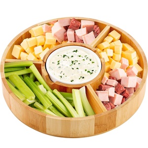 Ensemble de plateaux à apéritifs en bois avec coupelle à sauce pour salsa, guacamole, nachos, légumes, tacos, chips, snacks et plus - Product Image 3