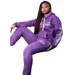 KY <span class=keywords><strong>Femme</strong></span> cordon sérigraphie <span class=keywords><strong>pull</strong></span> sur pour femmes pantalon évasé lavage à l'acide survêtement dames survêtements - Product Image 1