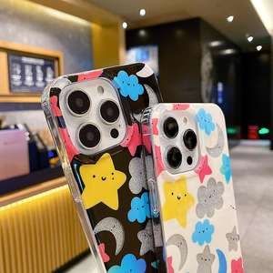 2023 nuova custodia per telefono personalizzata TPU PC in bianco e nero stelle e nuvole flash custodia per telefono per <span class=keywords><strong>iPhone</strong></span> 15 pro max - Product Image 6