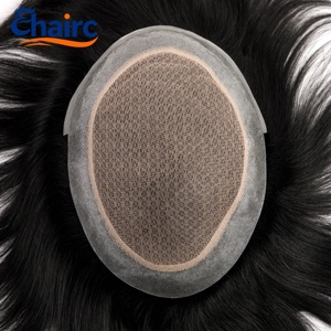 Système capillaire pour hommes à double couche avec base en dentelle, 100% <span class=keywords><strong>cheveux</strong></span> indiens Remy <span class=keywords><strong>bouclés</strong></span>, maille fine respirante - Product Image 6