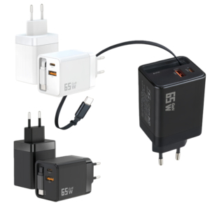 Cargador GaN de 65W con Protocolo Completo de <span class=keywords><strong>Carga</strong></span> Rápida, Puertos Duales A+C con Cable Retráctil para Cabezales de <span class=keywords><strong>Carga</strong></span> Rápida de <span class=keywords><strong>Apple</strong></span> y Huawei - Product Image 1