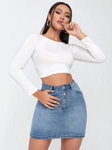 <span class=keywords><strong>Jupe</strong></span> en jean bleue pour filles, <span class=keywords><strong>jupe</strong></span> courte en jean pour femmes, <span class=keywords><strong>jupe</strong></span> mini en jean taille basse, Y2k - Product Image 5