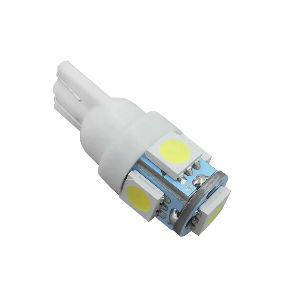 T10 W5W LED Bulb 5 SMD LED White Blue Red Yellow Green 194 168 Super Bright wedge Lights bulbs Lamps 12V 5050 SMD