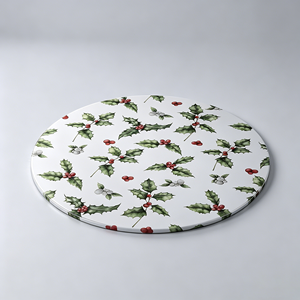 Assiette en papier jetable ronde avec motif houx, revêtement de qualité alimentaire, plateau à gâteau de Noël - Product Image 1