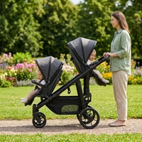 Poussette double Brightbebe Twin Umbrella, cadre léger en alliage d'aluminium, pour bébé et tout-petit, compacte, pliage facile, capote réglable