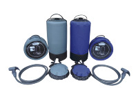 Douche de camping portable en PVC bleu de luxe 11L, douche solaire de camping en plein air, sac de rangement sous pression, douche portable