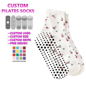 מותאם אישית נשים מלא jacquard נגד החלקה pilates יוגה גרביים חתוכים קצה לוגו חדר כושר צוות - Product Image 1