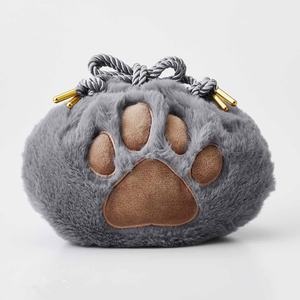 Fluffy Plush Cat Paw Cosmetic Bag Drawstring Bag Pouch Multi-functional Travel Storage Organize Handbag Makeup Bag