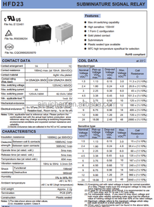 Relé de Señal Xiamen 2A SPDT 5VDC HFD23 Subminiatura de Alta Sensibilidad HFD23-005 HFD23-005-1ZS - Product Image 5