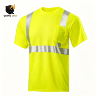 T-shirt de sécurité réfléchissant en tissu Bird Eye, fluorescent, à manches courtes, personnalisable par impression ou broderie