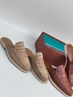 Chaussures pour hommes de conception italienne haut de gamme, 100% cuir de crocodile, mules décontractées, style unisexe