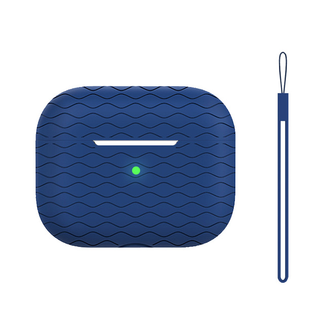 Silicone Case for AirPods Pro 2 3 4 Wave Design Anti-Scratch for AirPods Soft Case with Lanyard